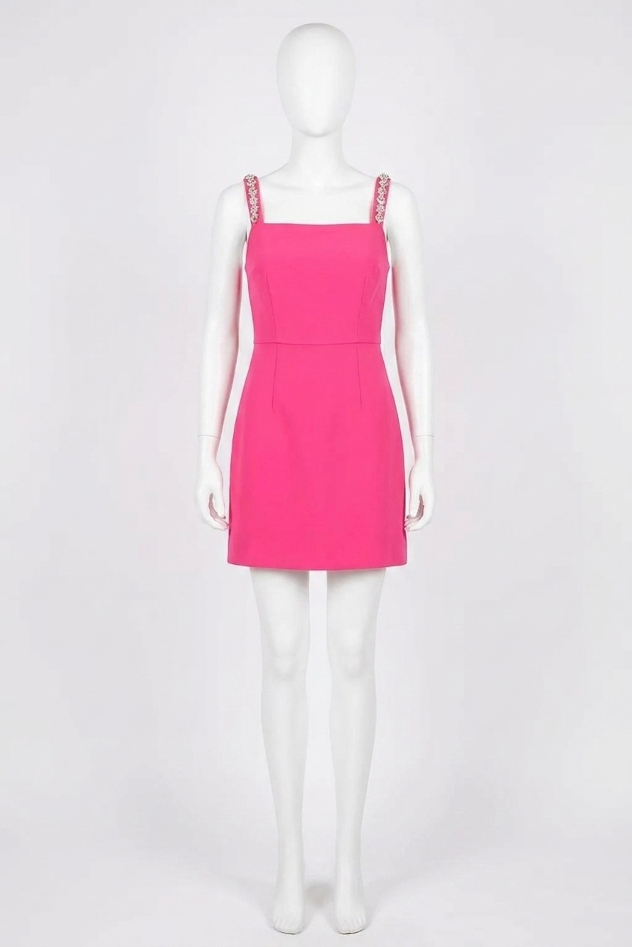 NEW MILLY adella cady embellished mini dress in pink